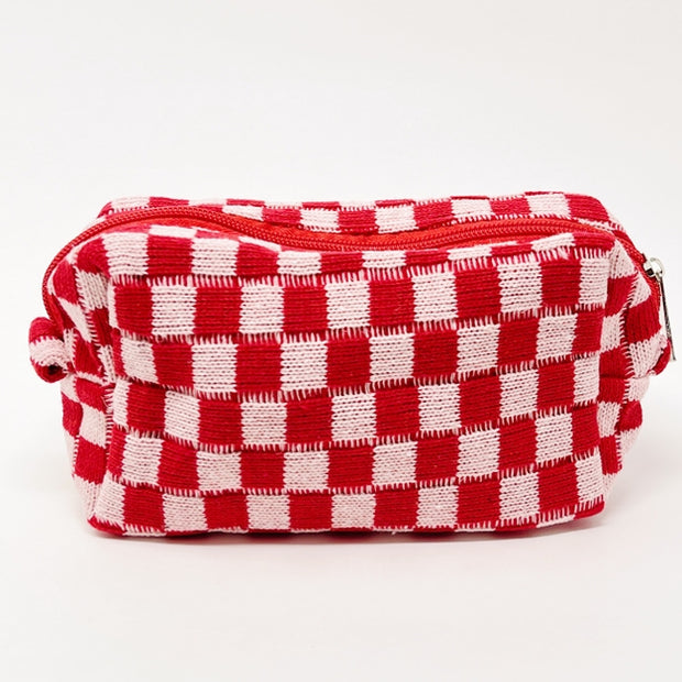 ELLISON + YOUNG Check Yourself Knit Cosmetic Bag - More Colors Available-The Shop Laguna Beach