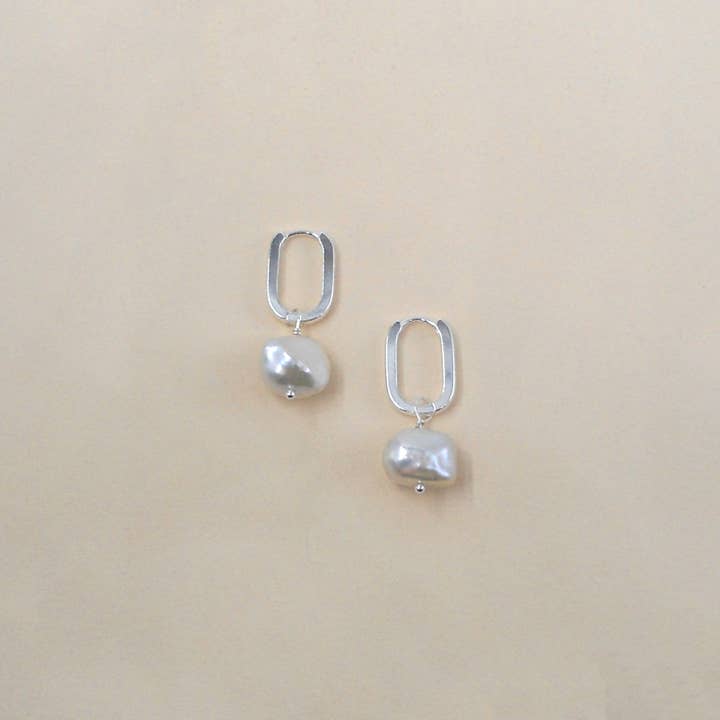 MAY MARTIN Stevie Pearl Hoop Earrings-The Shop Laguna Beach