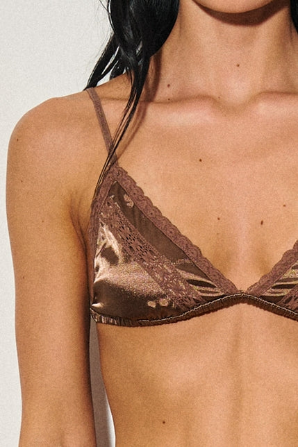 KEEN THE LABEL Maria Lace-Trim Satin Bralette - More Colors Available-The Shop Laguna Beach