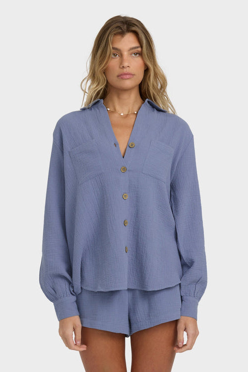 BILLABONG Sweet Swell Buttoned Gauze Shirt - More Colors Available-The Shop Laguna Beach