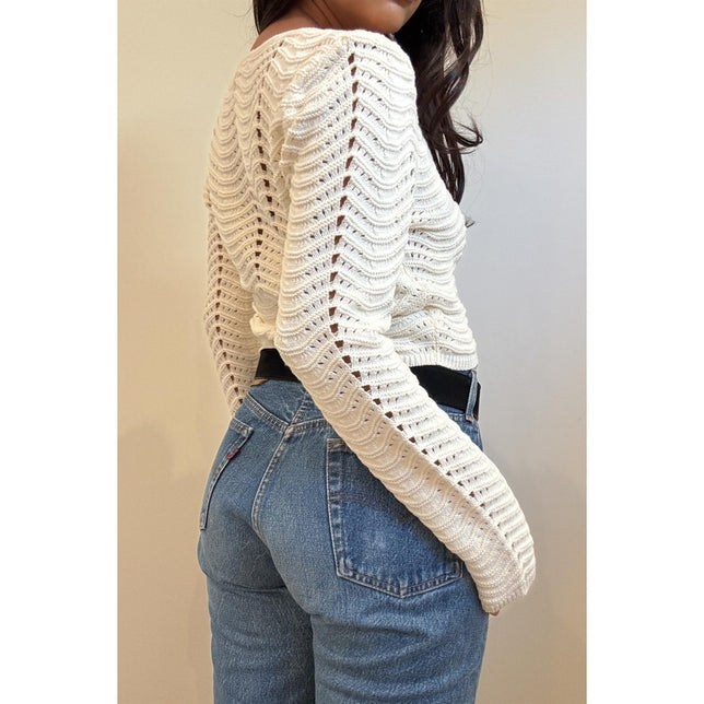 KEEN THE LABEL Malan Pointelle Open-Knit Cardigan-The Shop Laguna Beach