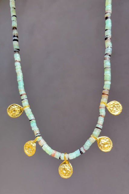 HEATHER KAHN Shell Mint Coin Necklace-The Shop Laguna Beach