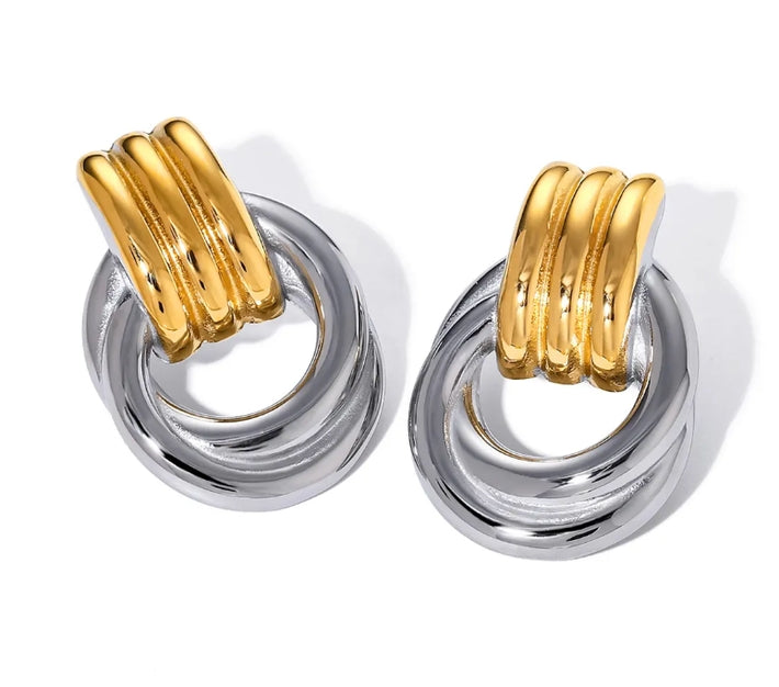 HOOP LA Double Knotted Two-Tone Door Knocker Earrings-The Shop Laguna Beach
