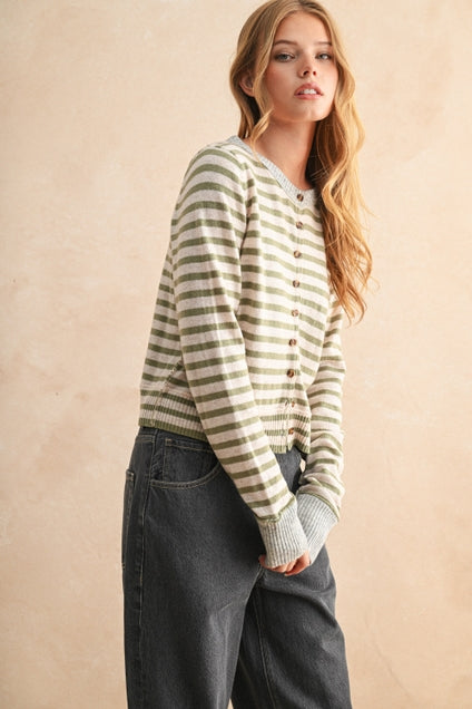 KEEN THE LABEL Carolyn Striped Cardigan Sweater
