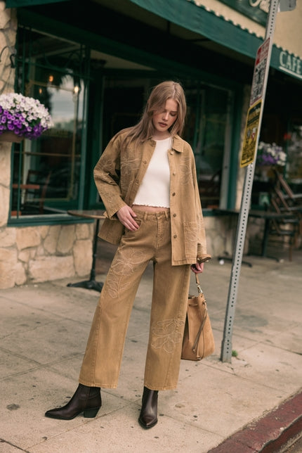 KEEN THE LABEL Rumi Floral-Embroidered Barrel Pant