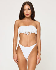 *Online Exclusive* <br> LSPACE Dixie Fringe Bandeau Top - White-The Shop Laguna Beach