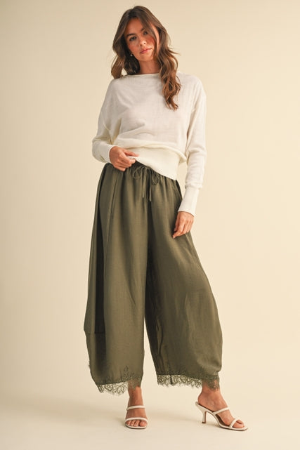 KEEN THE LABEL Darci Lace Trim Barrel Pant-The Shop Laguna Beach