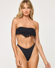 *Online Exclusive* <br> LSPACE Dixie Fringe Bandeau Top - Black-The Shop Laguna Beach