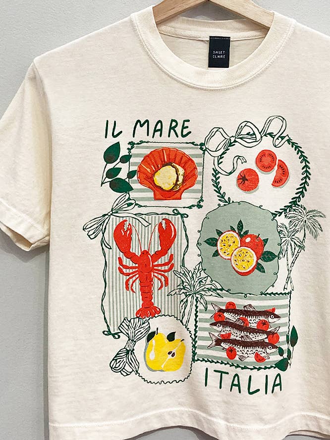 SWEET CLAIR Il Mare Italia Coquette Stamps Crop Tee-The Shop Laguna Beach