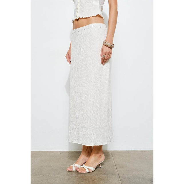 KEEN THE LABEL Scottie Textured Button Maxi Skirt - More Colors Available-The Shop Laguna Beach