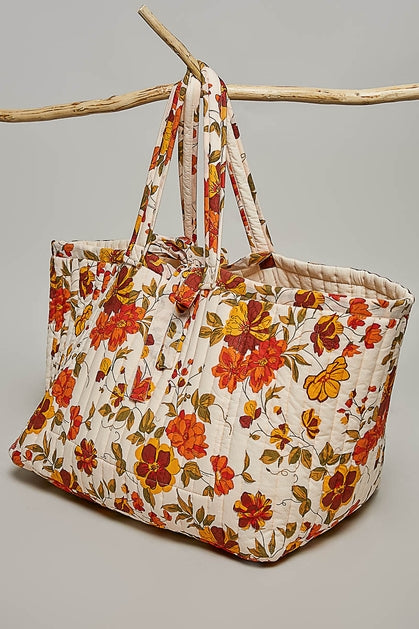 Ribbon-Tied Jumbo Quilted Weekend Bag