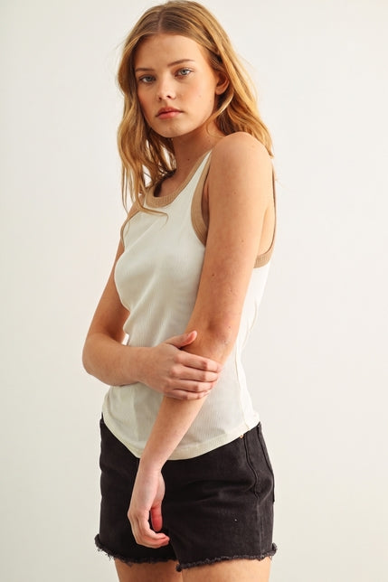 KEEN THE LABEL Claudine Contrast Ringer Tank