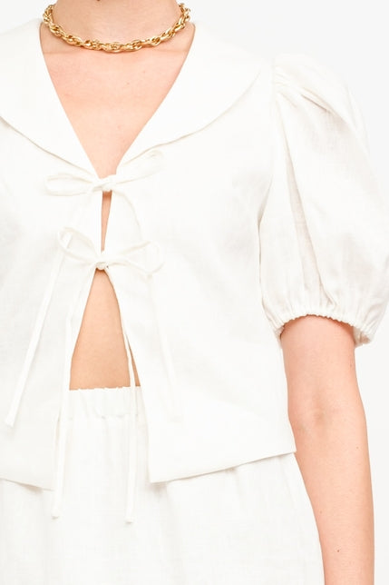 KEEN THE LABEL Lois Linen Tie-Front Top