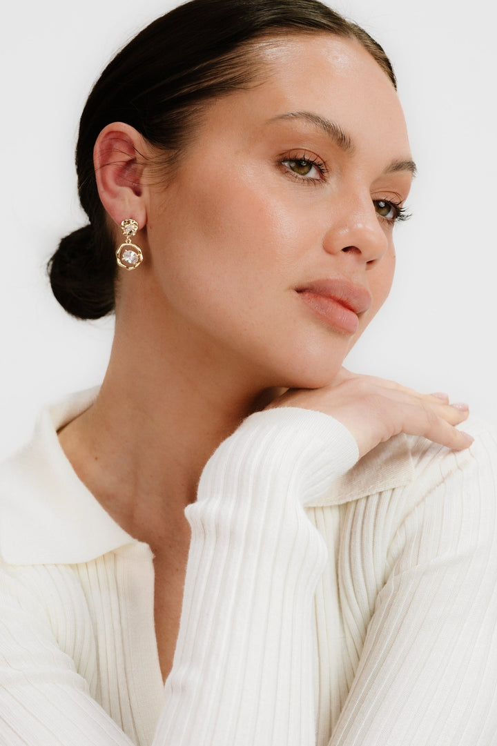 ETTIKA Organic Shape Crystal Earrings-The Shop Laguna Beach