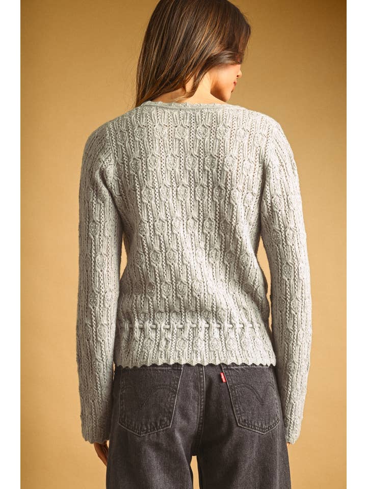 KEEN THE LABEL Latisha Lace Knit Cardigan Sweater