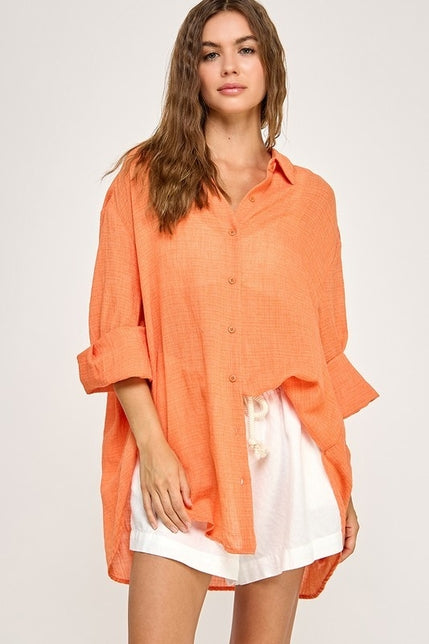 KEEN THE LABEL Linnea Sheer Button-Up Shirt - More Colors Available-The Shop Laguna Beach