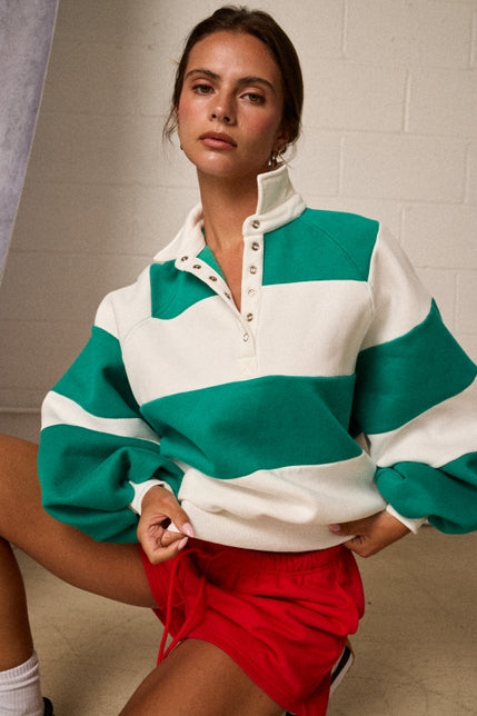 KEEN THE LABEL Keating Striped Rugby Pullover