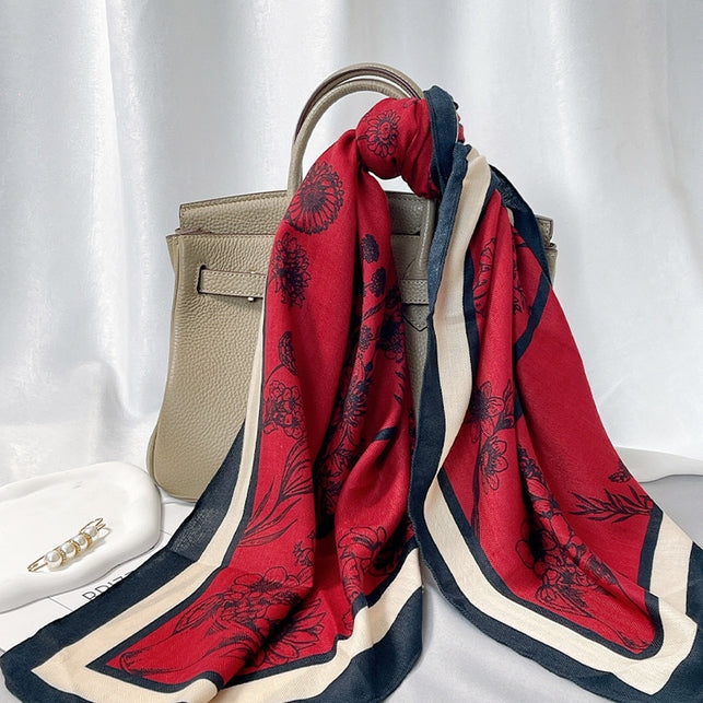 ACCITY Silk Floral Square Scarf - More Colors Available-The Shop Laguna Beach