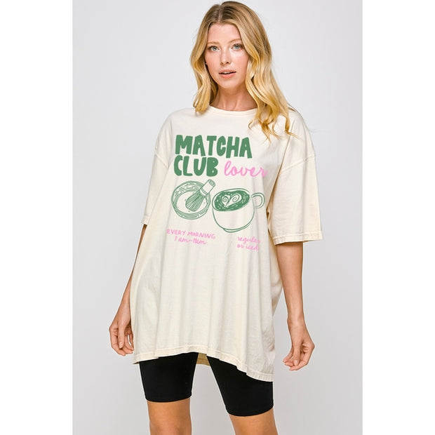 ILLUSTRATED SOCIETY Matcha Club Vintage Oversized Tee-The Shop Laguna Beach