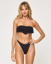 *Online Exclusive* <br> LSPACE Dixie Fringe Bandeau Top - Black-The Shop Laguna Beach