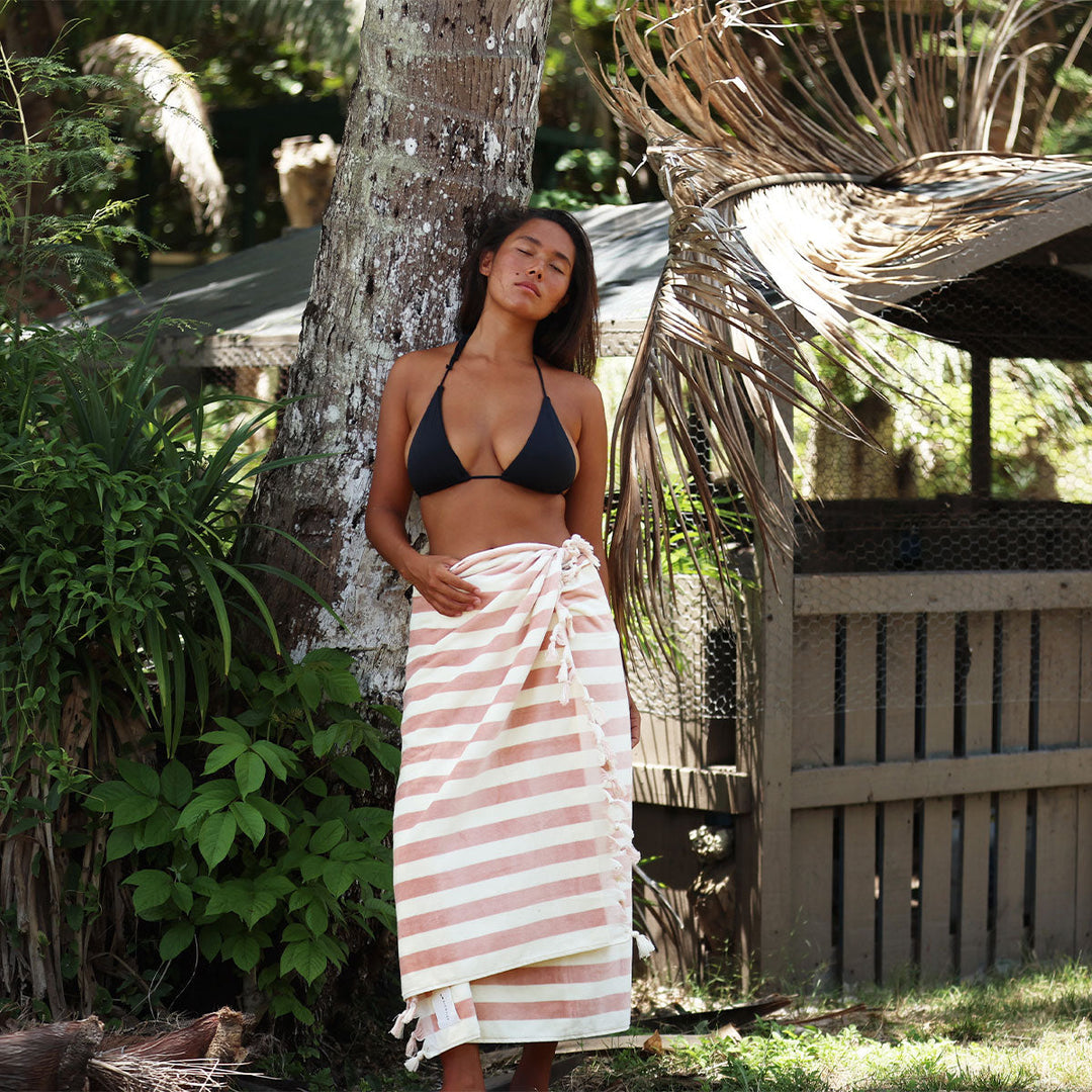 SLOWTIDE Cabana Fringe Beach Towel - Clay