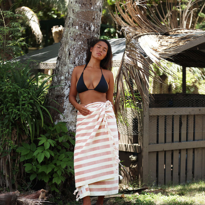 SLOWTIDE Cabana Fringe Beach Towel - Clay