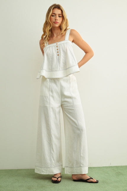 KEEN THE LABEL Holden Stitched Linen Wide-Leg Pant