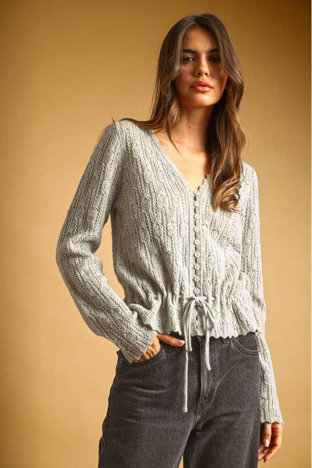 KEEN THE LABEL Latisha Lace Knit Cardigan Sweater