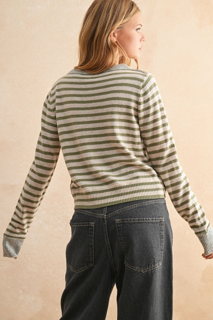 KEEN THE LABEL Carolyn Striped Cardigan Sweater