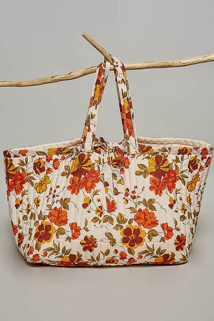 Ribbon-Tied Jumbo Quilted Weekend Bag