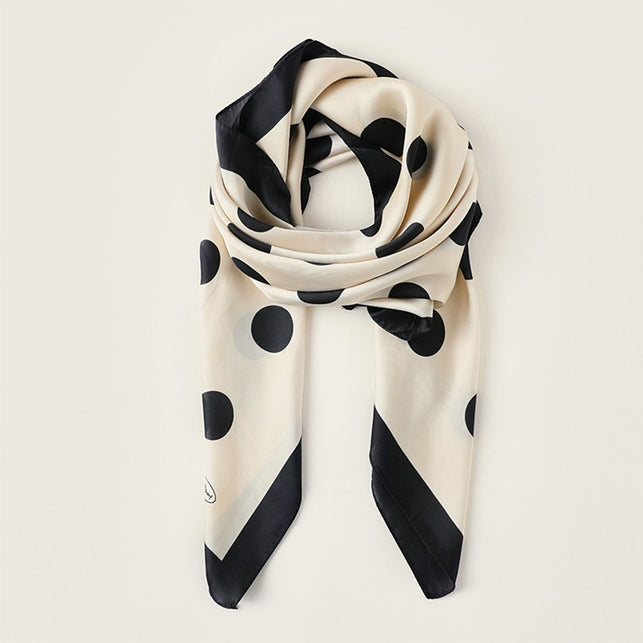 ACCITY Polka Dot Silky Scarf - Beige-The Shop Laguna Beach