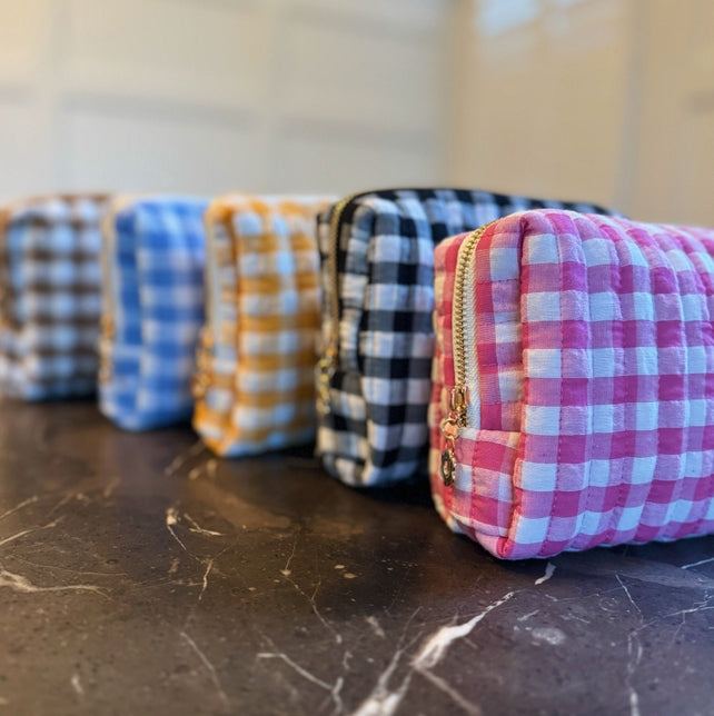 Color Parade Gingham Cosmetic Pouch - More Colors Available-The Shop Laguna Beach