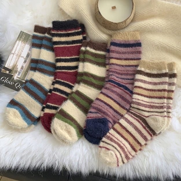 ACCITY Striped Plush Winter Socks - More Colors Available-The Shop Laguna Beach