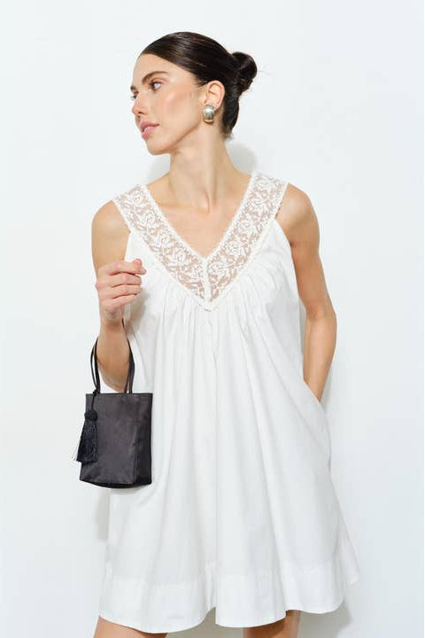KEEN THE LABEL Venita Lace-Neck Mini Dress-The Shop Laguna Beach