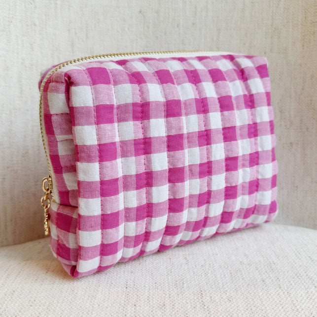 Color Parade Gingham Cosmetic Pouch - More Colors Available-The Shop Laguna Beach
