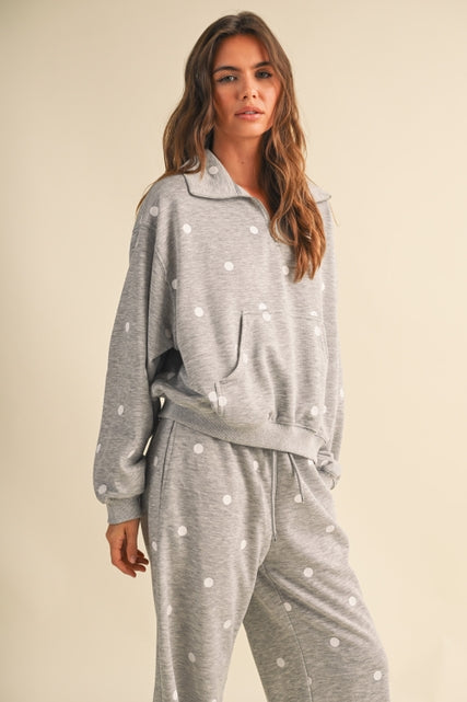 KEEN THE LABEL Marlow Polka Dot Half Zip Sweatshirt-The Shop Laguna Beach