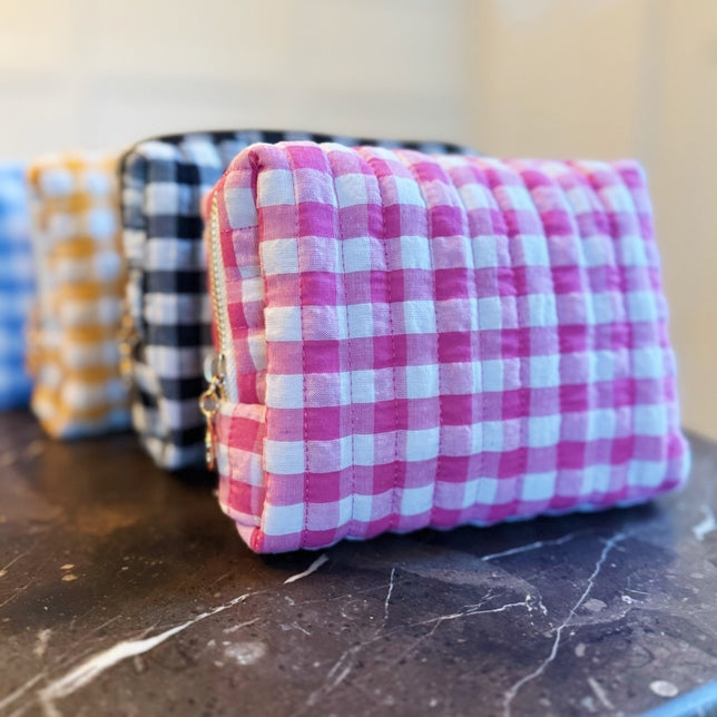 Color Parade Gingham Cosmetic Pouch - More Colors Available-The Shop Laguna Beach