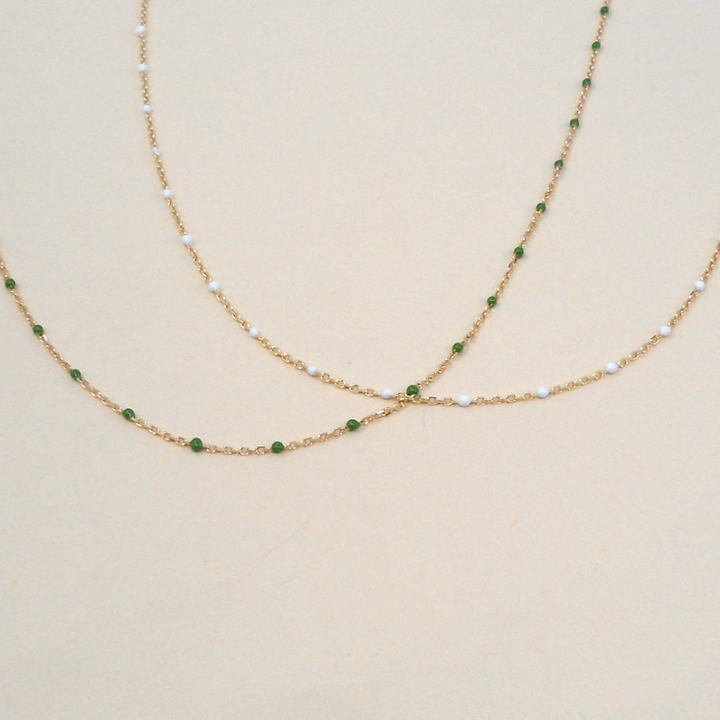 MAY MARTIN Enamel & Gold 16" Necklace - Green-The Shop Laguna Beach