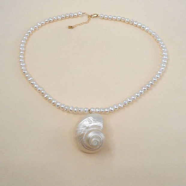 MAY MARTIN Lagoon Pearl/Shell Necklace-The Shop Laguna Beach