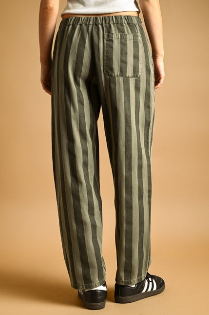 KEEN THE LABEL Trisha Striped Twill Barrel Pant