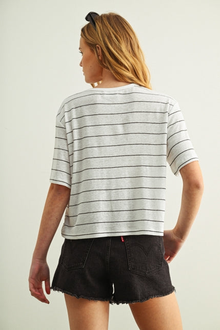 KEEN THE LABEL Keenan Striped Linen Tee-The Shop Laguna Beach