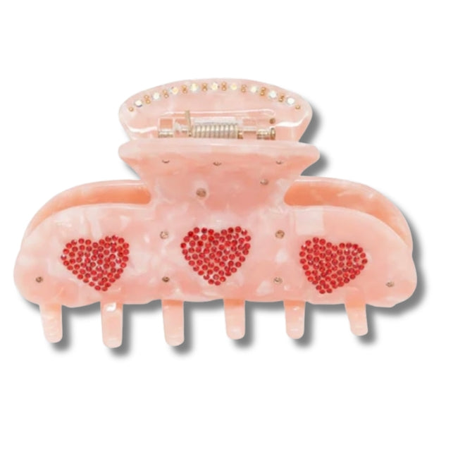 3 of Hearts Rhinestone Clip - Pink-The Shop Laguna Beach
