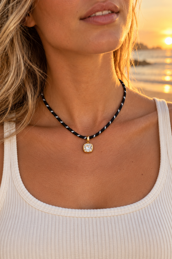 LEO & LUCA Black Charm Paracord Necklace-The Shop Laguna Beach