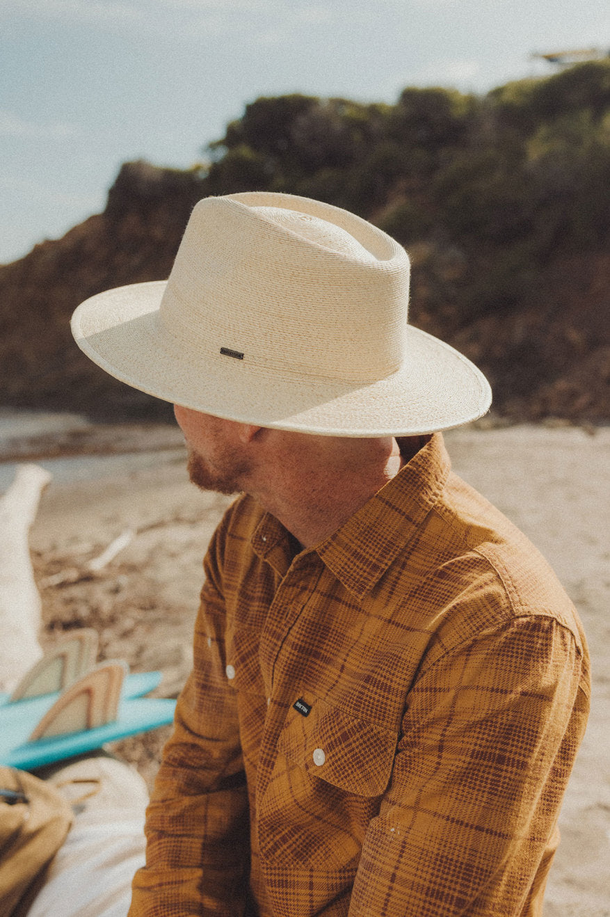 BRIXTON <br> Marcos Straw Fedora-The Shop Laguna Beach