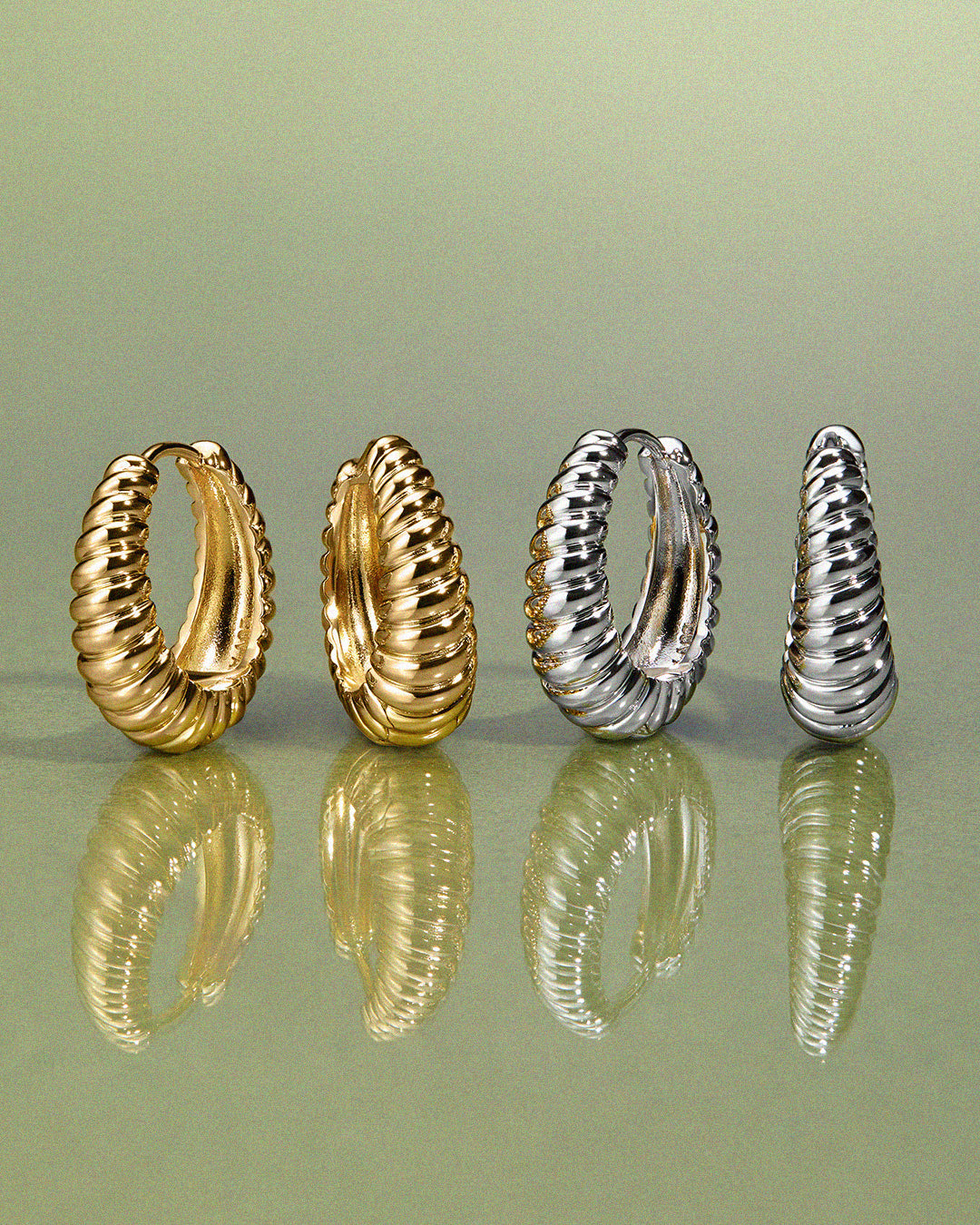 LUV AJ Ridged Marbella Hoops - Gold-The Shop Laguna Beach