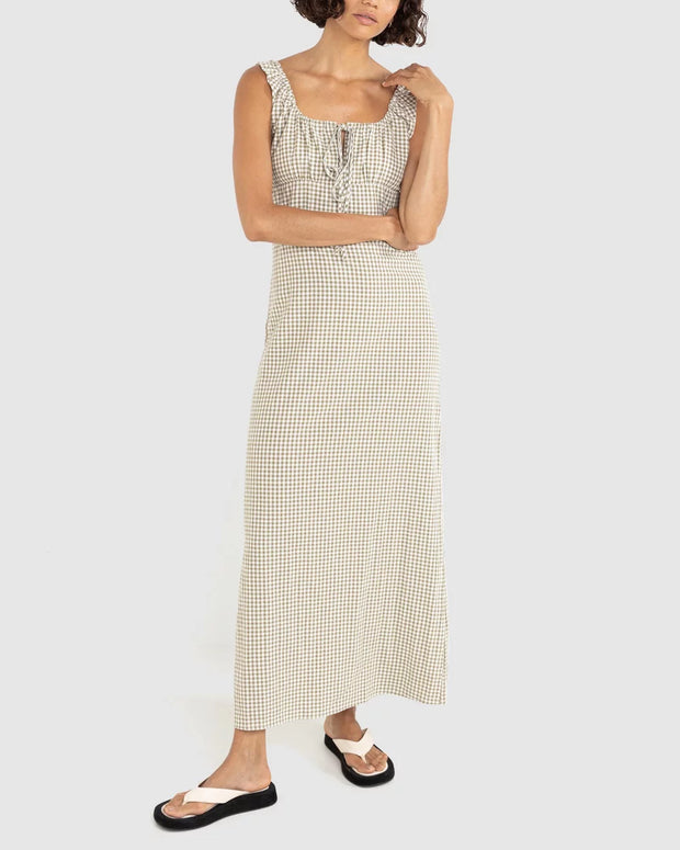 RHYTHM Lola Check Maxi Dress-The Shop Laguna Beach