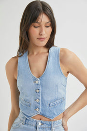 ROLLAS Dallas Denim Vest - Old Stone-The Shop Laguna Beach