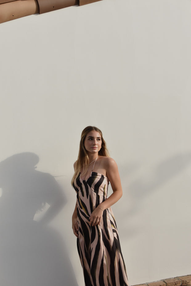SELF CONTRAST Katya U-Ring Halter Maxi Dress-The Shop Laguna Beach