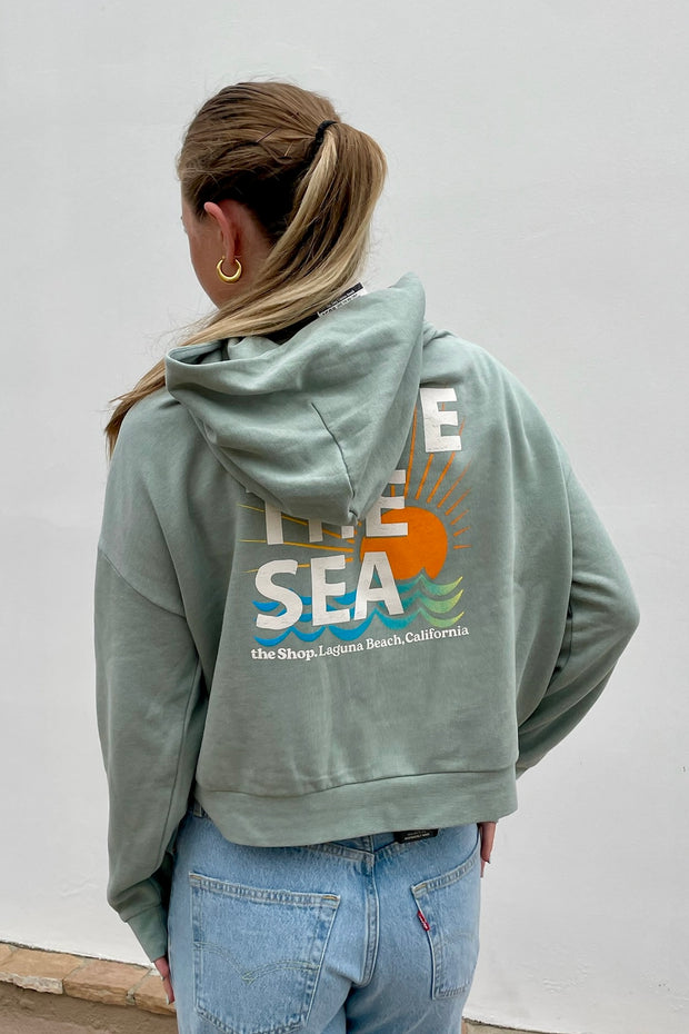 LOVE THE SEA Crop Hooded Sweatshirt-The Shop Laguna Beach