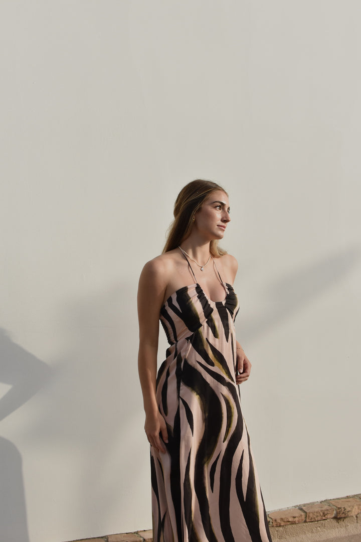 SELF CONTRAST Katya U-Ring Halter Maxi Dress-The Shop Laguna Beach